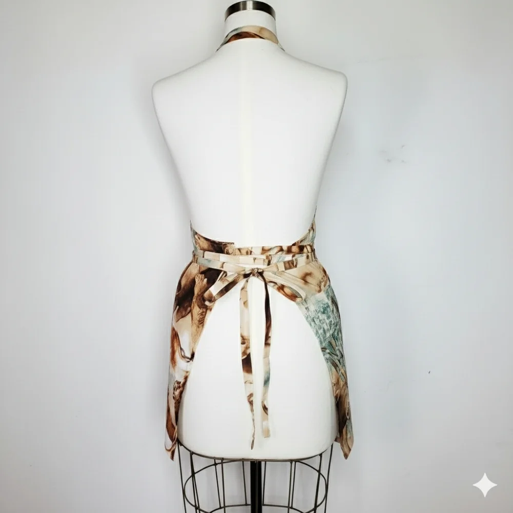Apron Size S/M NEW Animal Print Elephant Lion Long Ties Handmade Africa Savannah